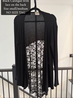 Juicy Couture Black Open-Front Cardigan with Lace Back